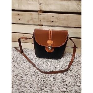 Vintage Moda Italiana Two-Tone Purse Leather Bucket Bag Tan/Black